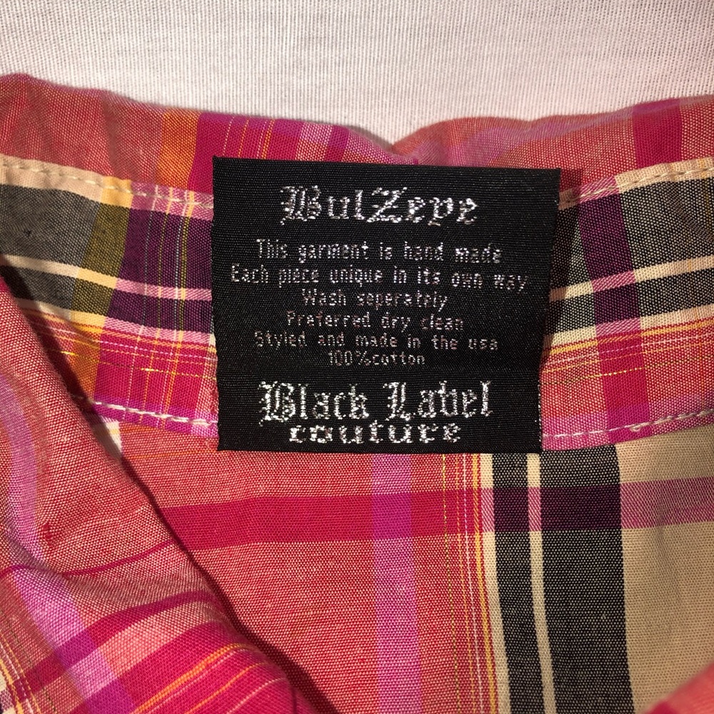 Men’s Bulzeye Black Label Plaid Button Up Short Sleeve Shirt Size XL - Picture 6 of 7